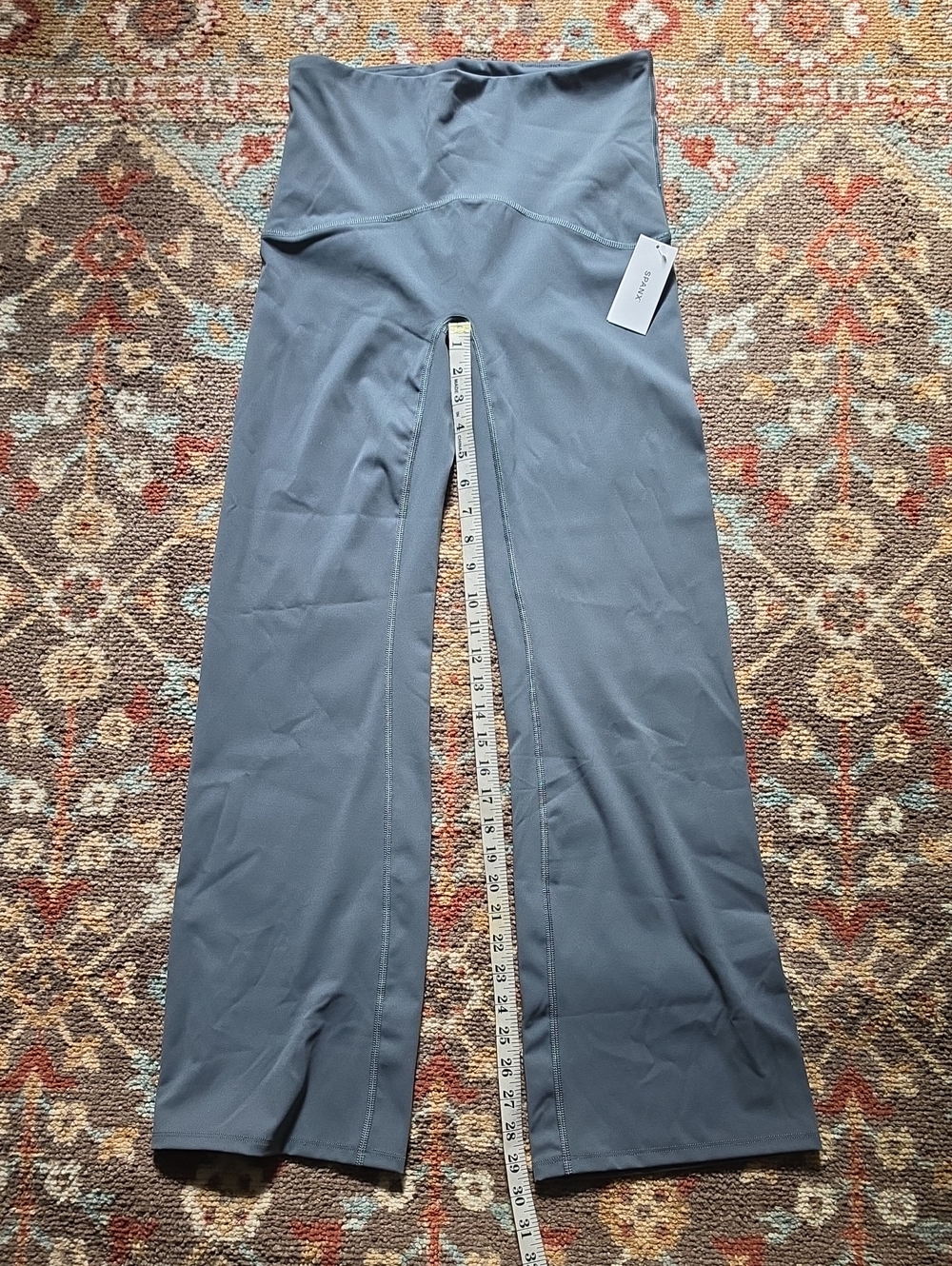 Spanx Booty Boost High-Waist Flared Yoga Pants in Slate Blue NWT Large